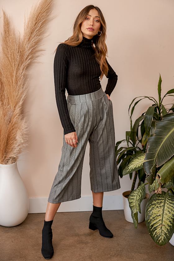 Ready for Everything Grey Striped Culotte Pants 7
