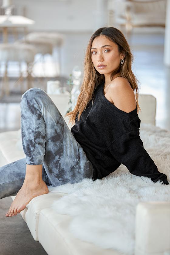 Cute Black Sweater - Off-the-Shoulder Sweater - Asymmetrical Top - Lulus