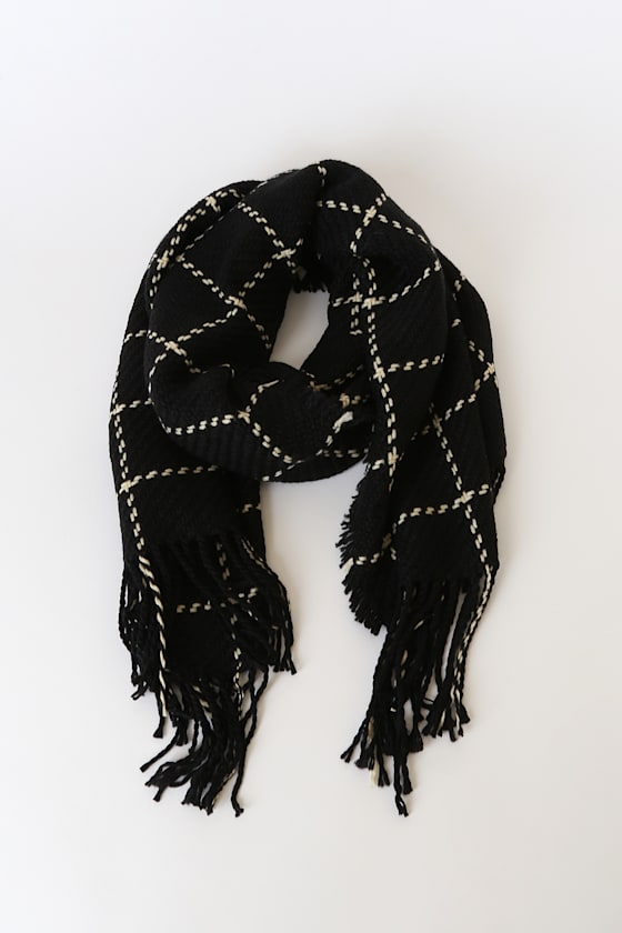 Cute Black and Ivory Scarf - Oversized Scarf - Knit Scarf - Lulus