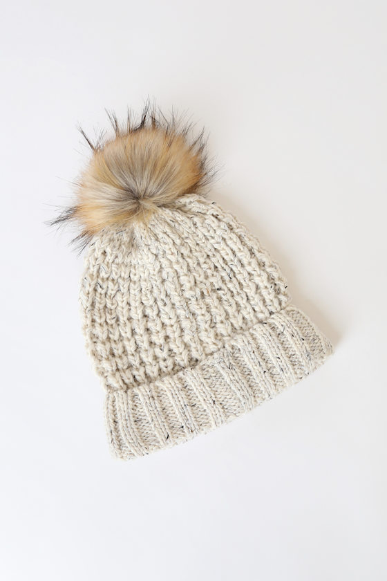 Mayoral Furry Pom Pom Beanie in Sand