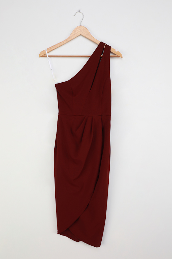 burgundy asymmetrical dress