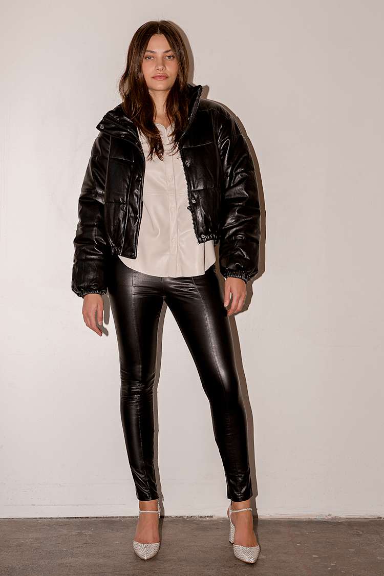 Lulus leather puffer jacket Clearance