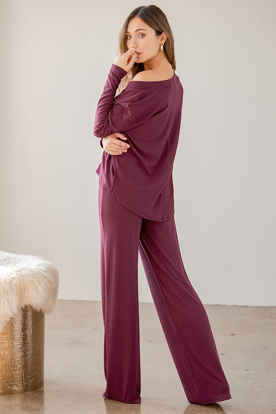 Let's Warm Up Burgundy Lounge Pants 4