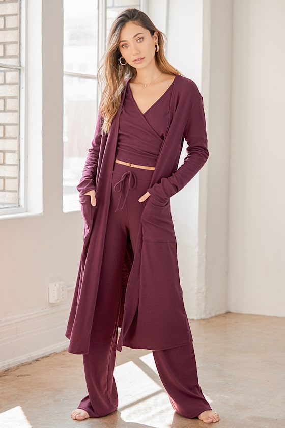 burgundy long cardigan sweater
