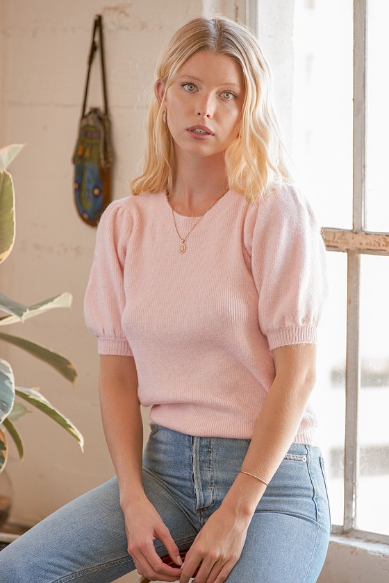 Pink puff deals sleeve sweater