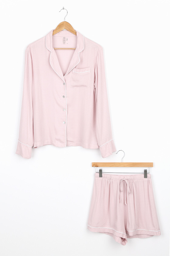 New Break Of Day Light Pink Two Piece Pajama Set Lulus The Hippie Corner
