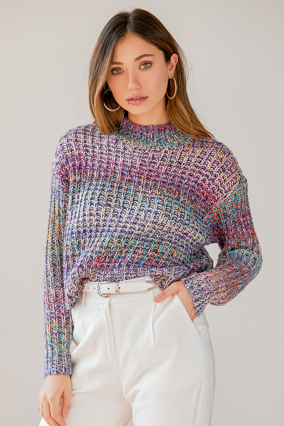 Warm Intentions Multi Color Mock Neck Sweater