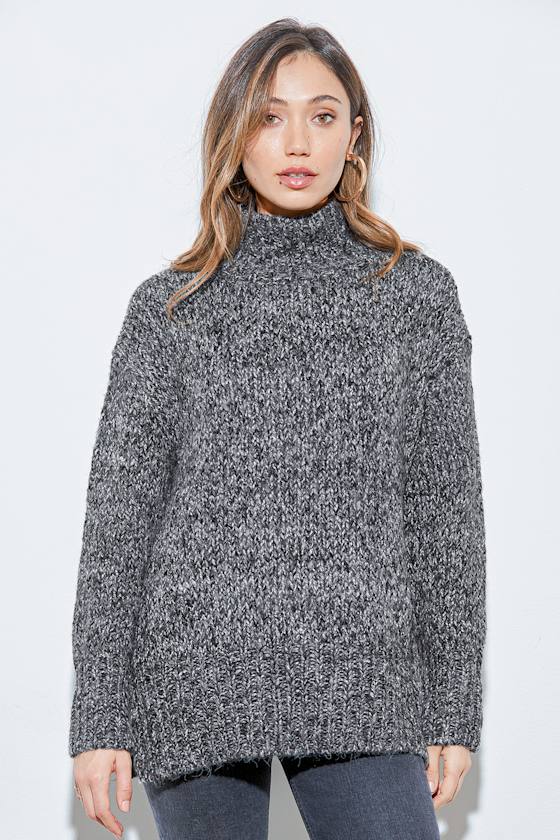 No Chill Charcoal Grey Oversized Turtleneck Sweater 5