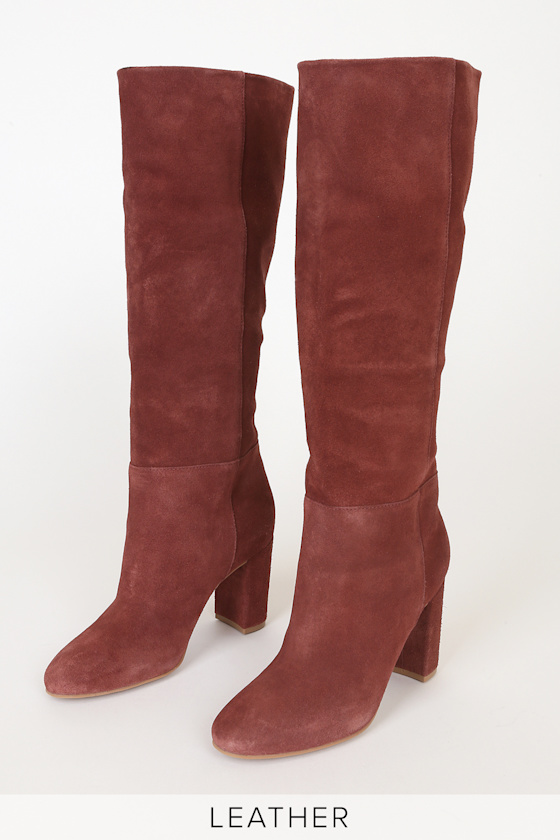 krafty honey brown suede leather knee high boots