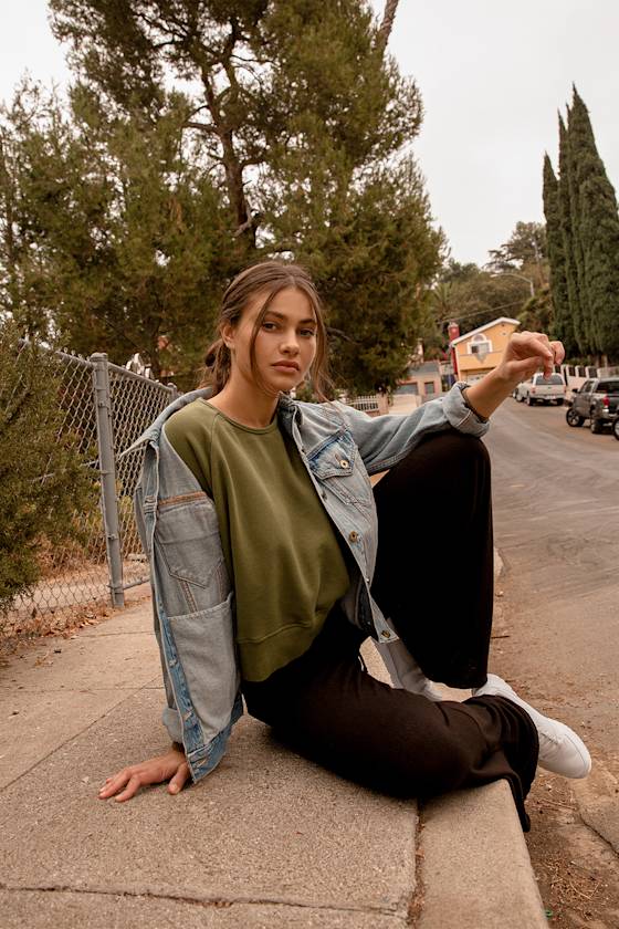 Twist Connection Olive Green Backless Cropped Sweater Top 6