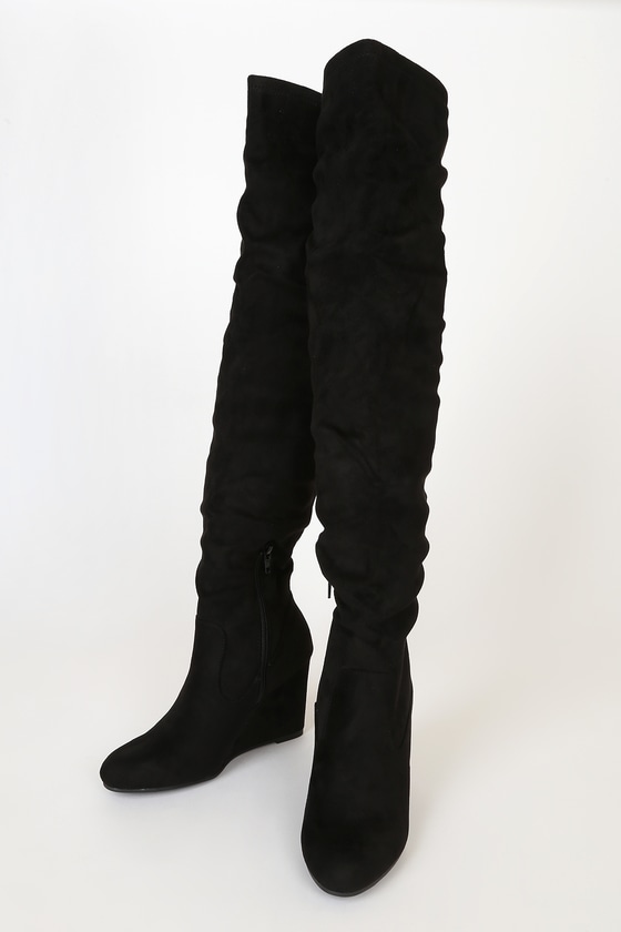 chinese laundry over the knee wedge boots