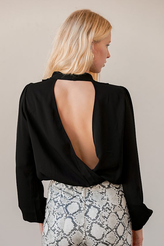Find Your Muse Black Long Sleeve Surplice Top 4