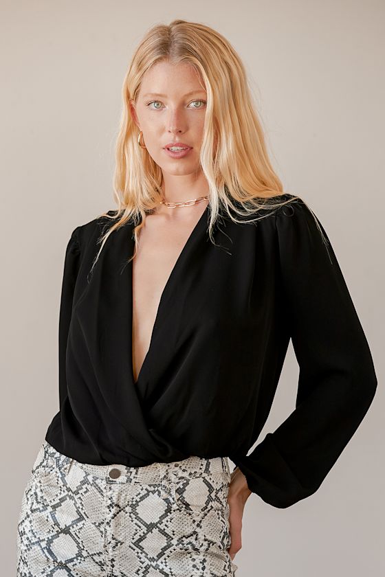 Find Your Muse Black Long Sleeve Surplice Top 7