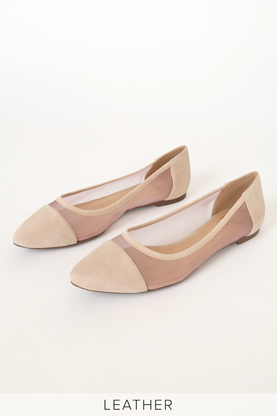 nude mesh flats