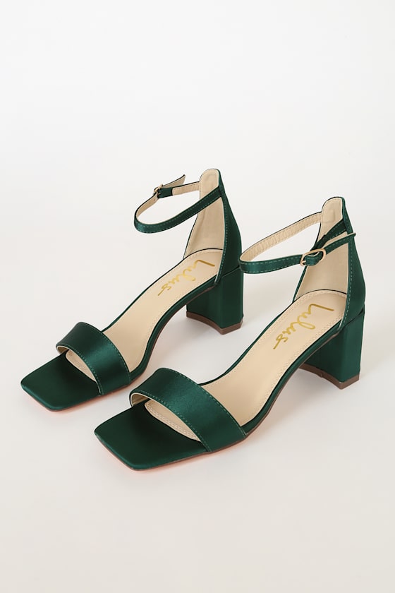 emerald green satin heels