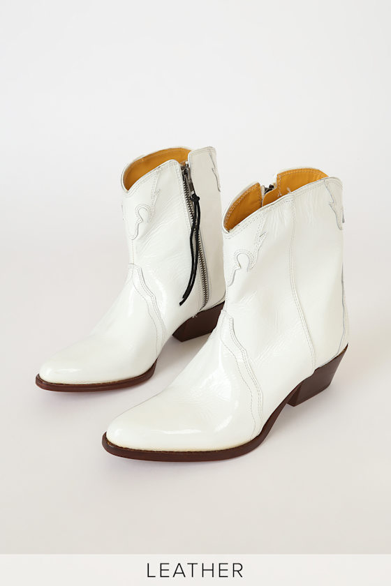 Free People New Frontier Western Boots - White Leather Boots - Lulus