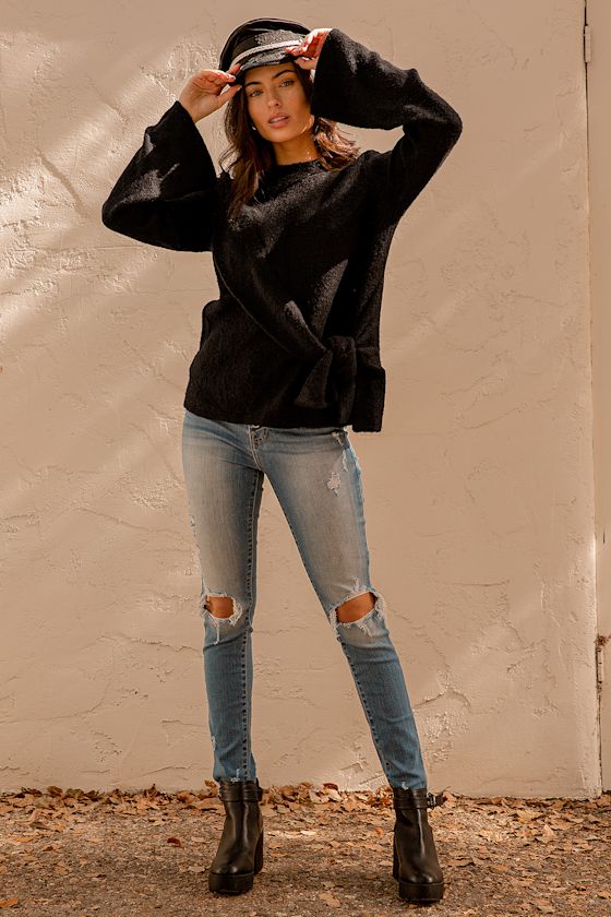 sweater with knot in front