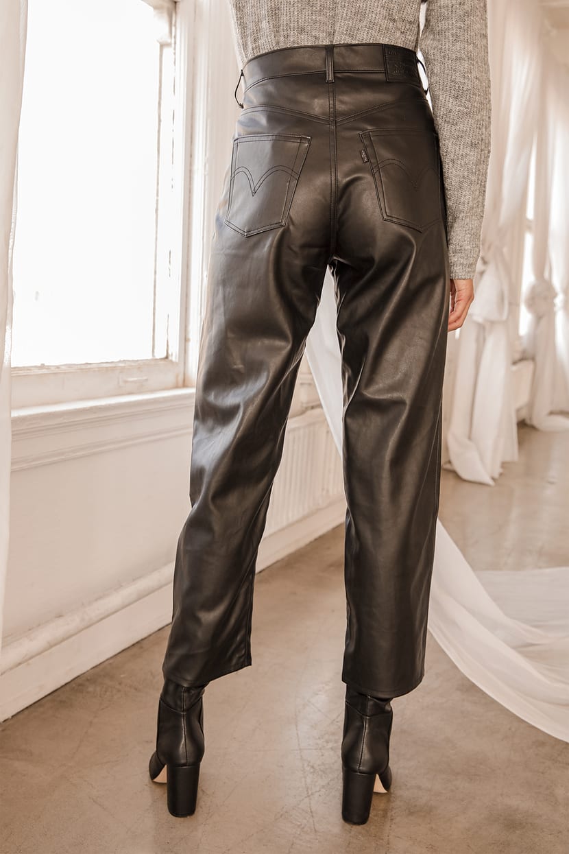 Levi's Faux Leather Ribcage - Vegan Leather Pants - Black Pants - Lulus