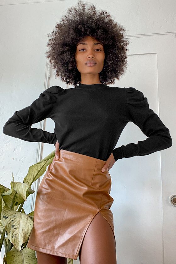 Black Sparkle Knit with Puff Shoulders main image 0