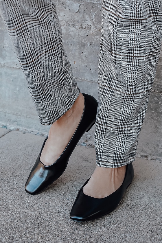 black square toe flats