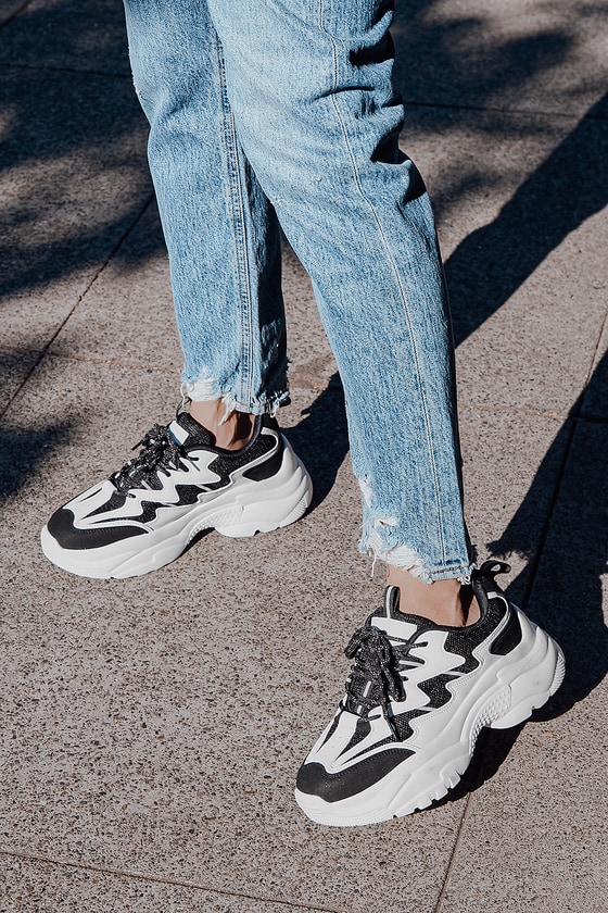 Black and White Sneakers - Chunky Sneakers - Athleisure Sneakers - Lulus