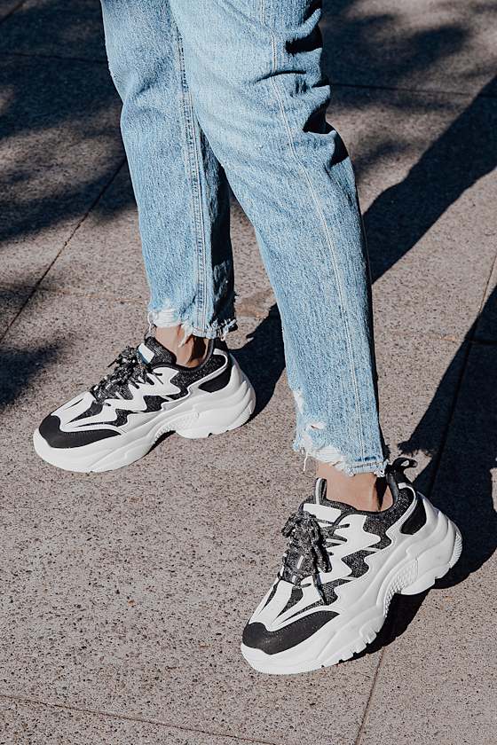 Black and White Sneakers Chunky Sneakers Athleisure Sneakers Lulus