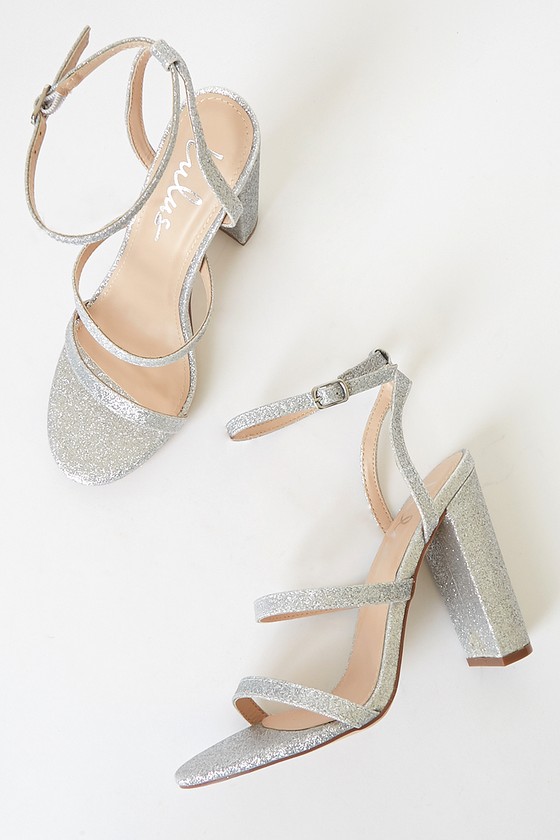 Silver Diamante Bling Bridal High Stiletto Heels Sandals ...
