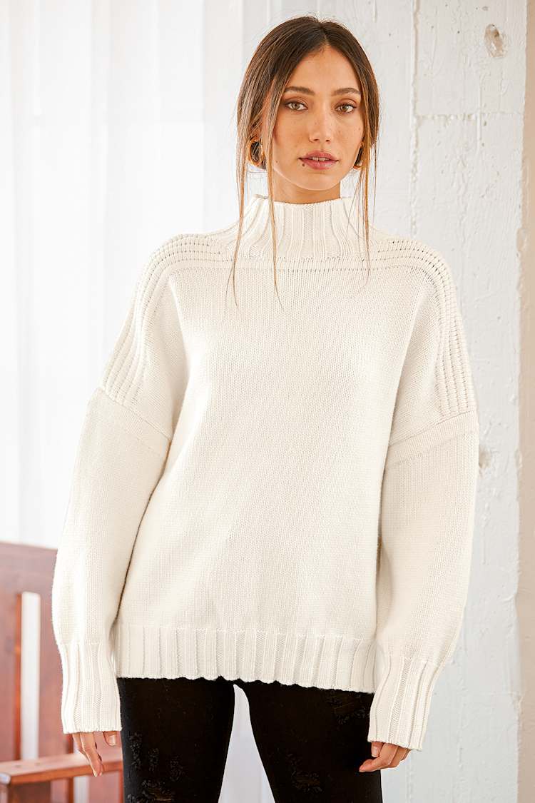 Toasty Mornings White Knit Oversized Sweater