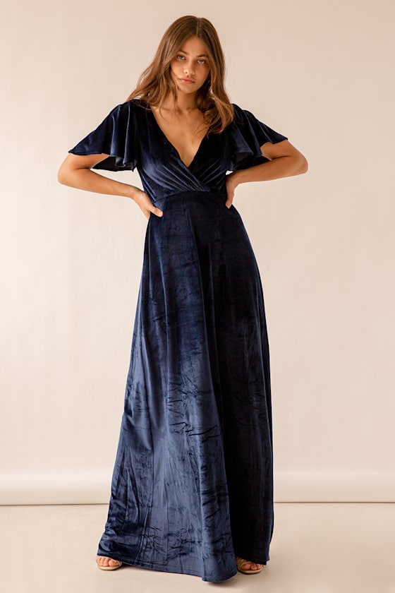 velvet embroidered maxi dress