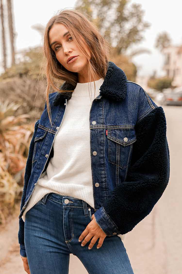 shearling denim jacket