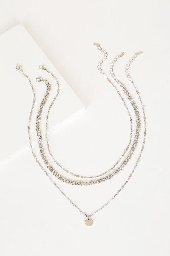 Lulus Three-way Tie Silver Necklace Set