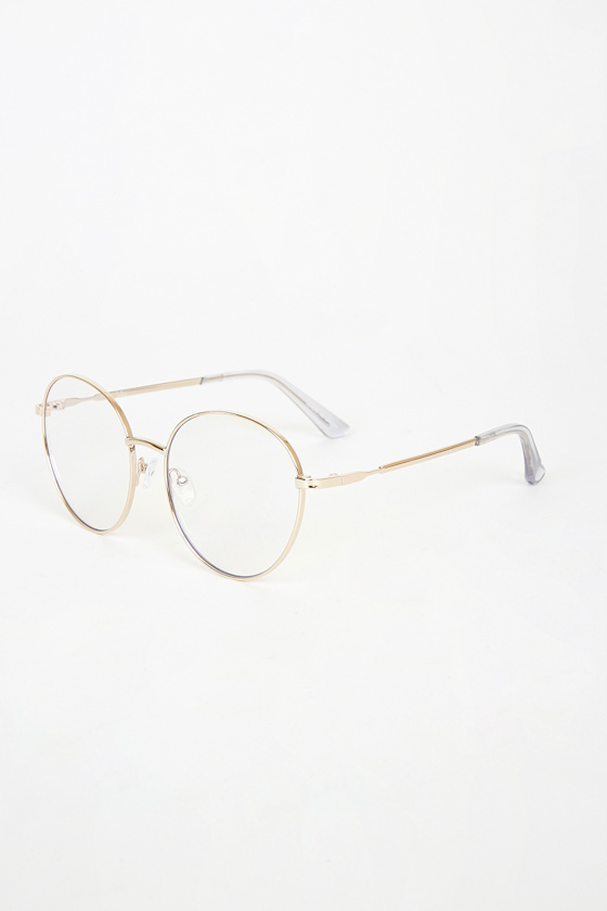 Post Modern Gold Round Blue Light Glasses 2