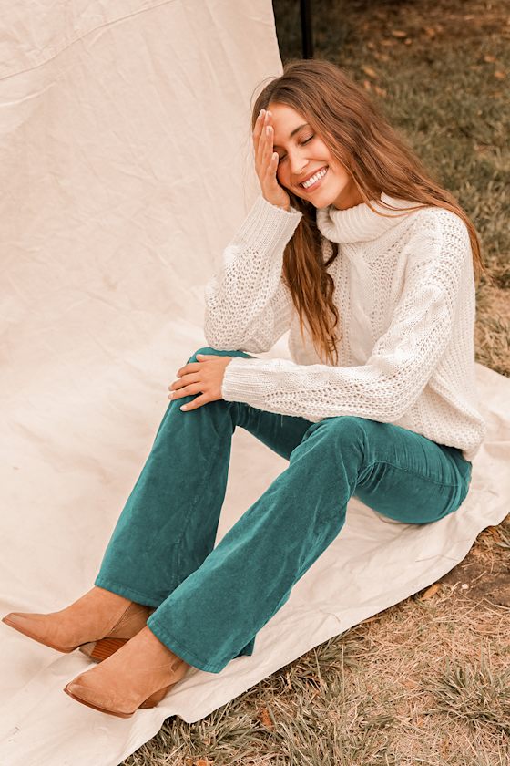 Pull-On Forest Green Corduroy Flare Pant 8