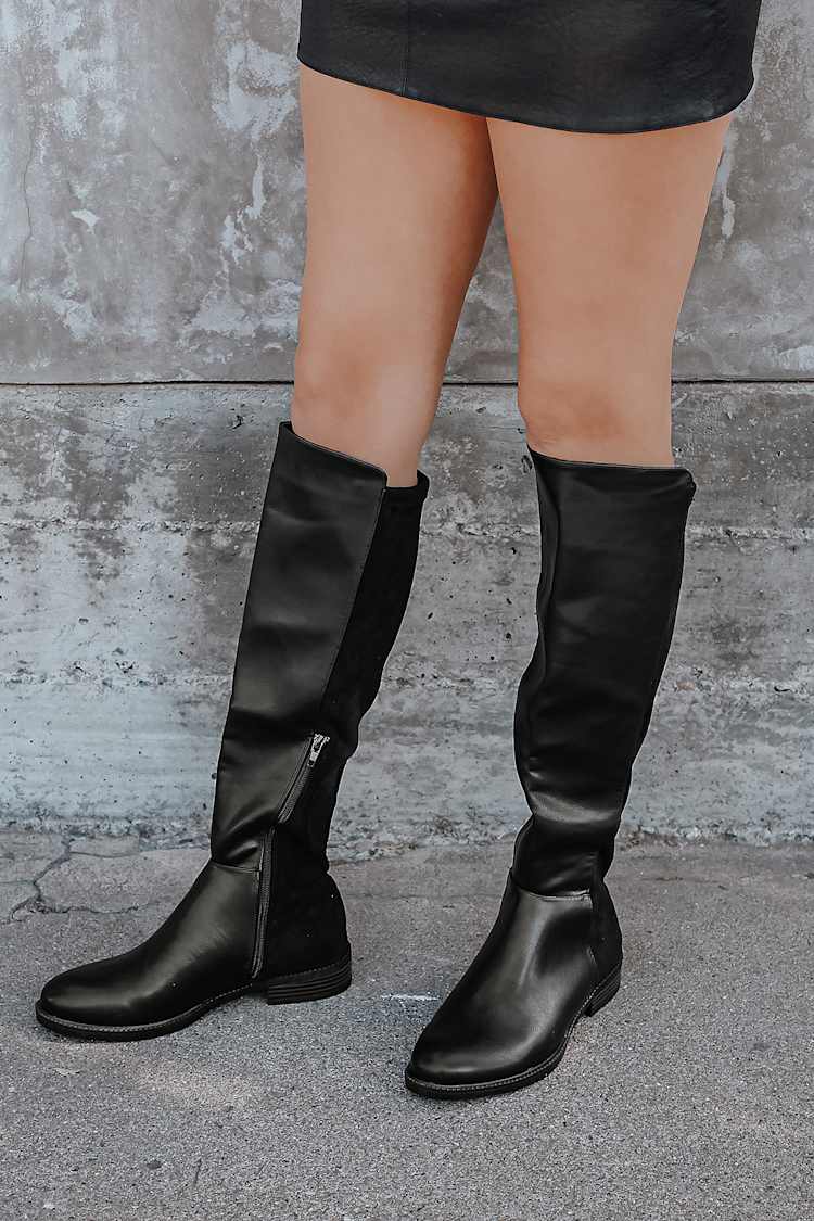 high leather black boots