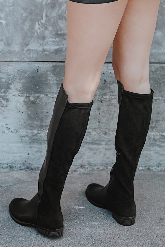 black waterproof knee high boots