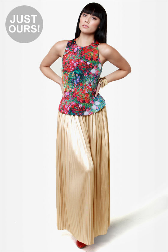 Lovely Maxi Skirt - Pleated Skirt - Champagne Skirt - $40.00 - Lulus
