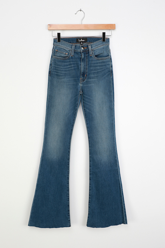Leila Medium Wash Denim High Rise Flare Jeans 1