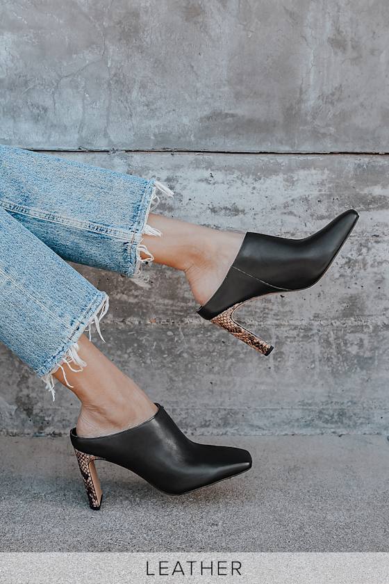 leather square toe mules