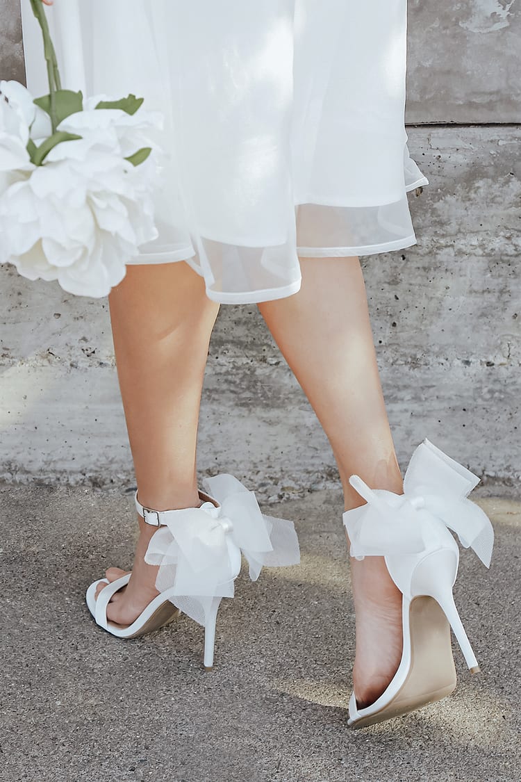 White Stiletto Heels - Ankle Strap Sandals - Open-Toe Heels - Lulus