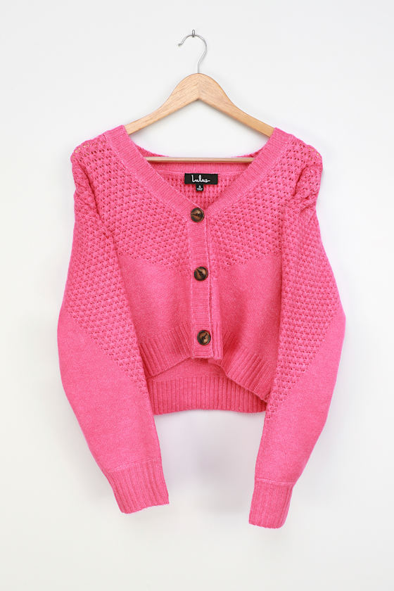 hot pink cardigan sweater