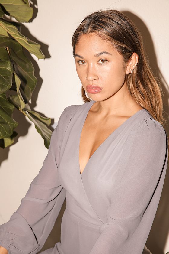 Absolutely Elegant Light Grey Long Sleeve Backless Jumpsuit 6