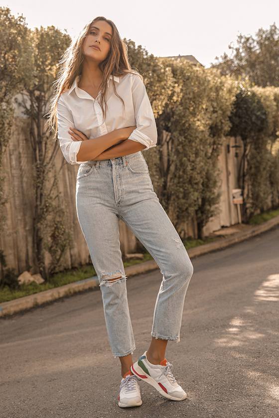 long sleeve white button up