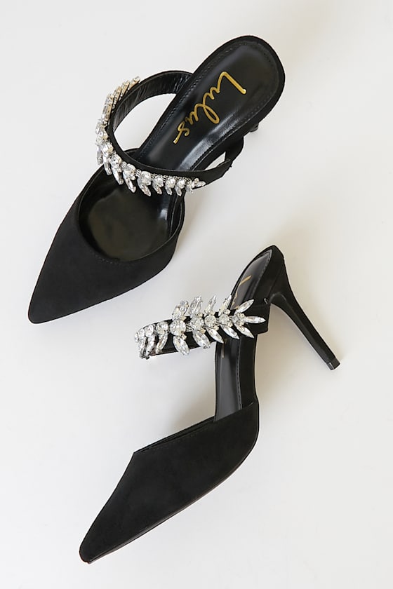 Pointed Mule Suede Black