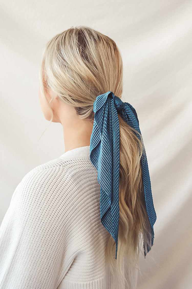 Teal Blue Ponytail Holder - Satin Scrunchie - Scarf Scrunchie - Lulus