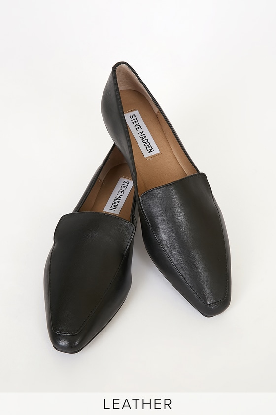 Steve Madden Gemmy - Black Leather Loafers - Square Toe Loafers - Lulus