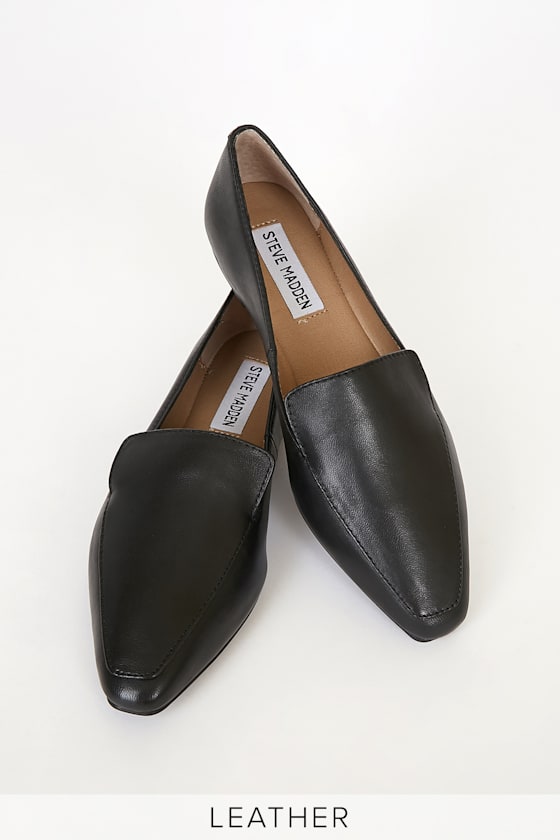 Steve Madden Gemmy - Black Leather Loafers - Square Toe Loafers - Lulus