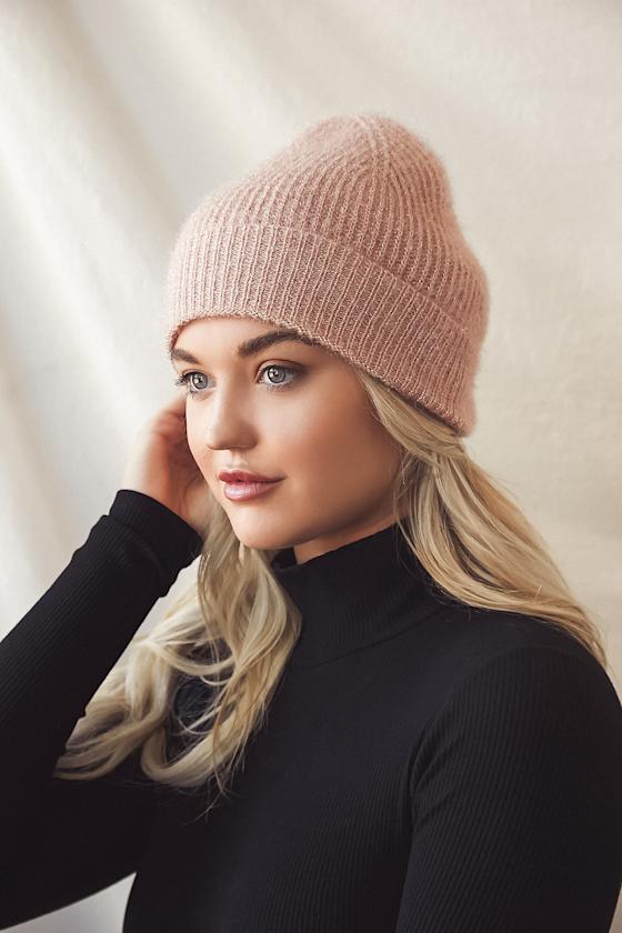 Blush Pink Beanie Knit Beanie Fitted Beanie Cozy Beanie Lulus