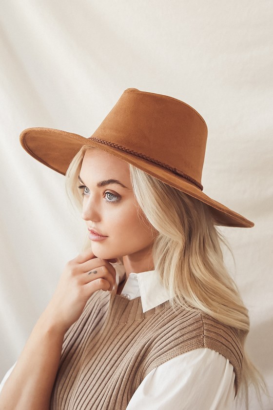 Tan Hat - Vegan Suede Tan Hat - Suede Fedora Hat - Boho Hat - Lulus