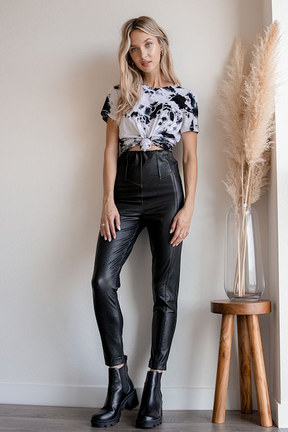 To the Max Black Vegan Leather High Waisted Leggings 3