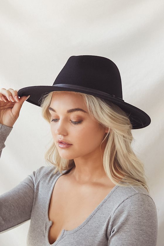Billie Black Wool Fedora Hat 2